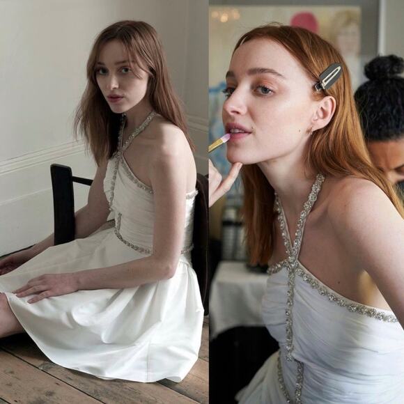 Self-Portrait White Taffeta Diamanté Embellished Trim Halter Neck Mini Dress - Picture 4 of 16